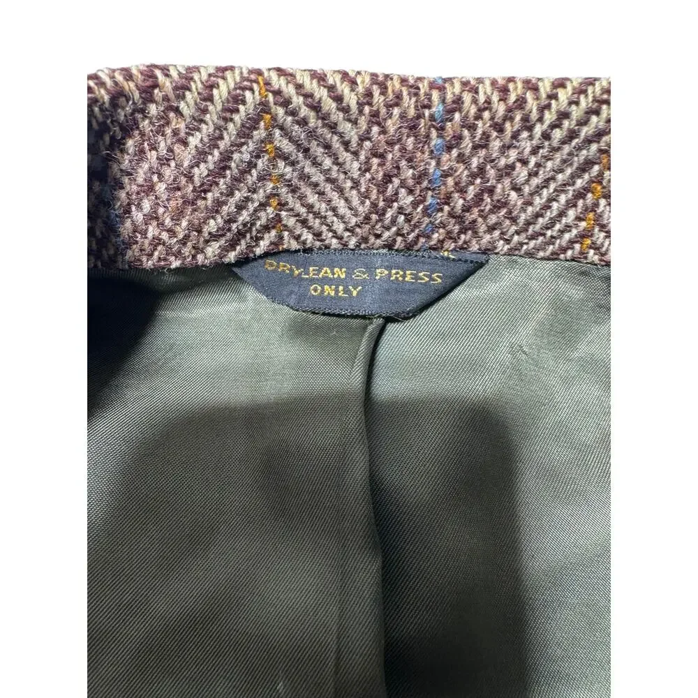 VTG Baskin Harris Tweed Sport Coat Blazer Mens S Brown Herringbone Notch Lapel